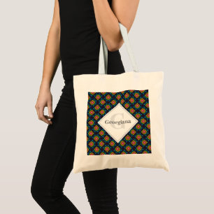 Gepersonaliseerde Rainbow Floral Fountain Art Deco Tote Bag