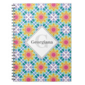 Gepersonaliseerde Rainbow Floral Mandala Diamond T Notitieboek (Voorkant)