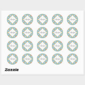 Gepersonaliseerde Rainbow Floral Mandala Diamond T Ronde Sticker (Vel)