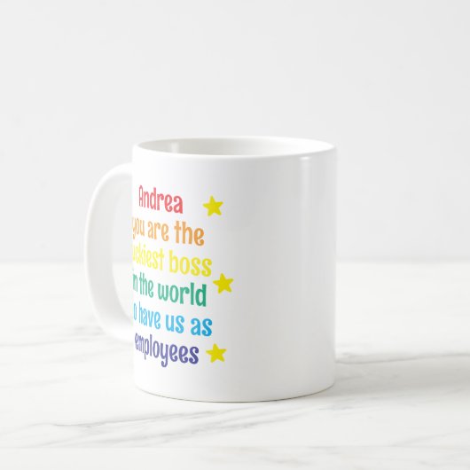 Gepersonaliseerde Rainbow Funny Boss Gift Koffiemok (Voorkant links)