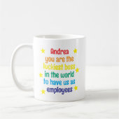 Gepersonaliseerde Rainbow Funny Boss Gift Koffiemok (Links)