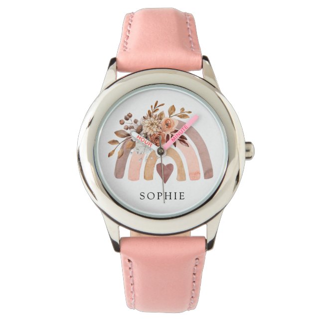 Gepersonaliseerde Rainbow Girl's Horloge (Voorkant)