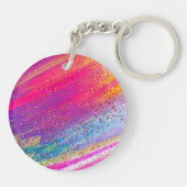Gepersonaliseerde Rainbow Glitter Aangepaste Foto Sleutelhanger (Achterkant)
