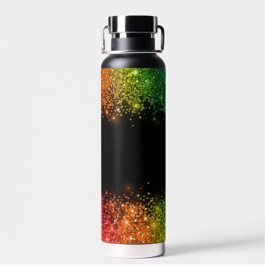 Gepersonaliseerde Rainbow Glitter Borded Waterfles (Achterkant)