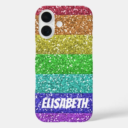 Gepersonaliseerde Rainbow Glitter Stripes Case-Mate iPhone Case (Achterkant)