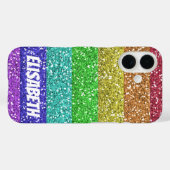 Gepersonaliseerde Rainbow Glitter Stripes Case-Mate iPhone Case (Achterkant (horizontaal))