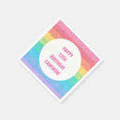 Gepersonaliseerde Rainbow Glitter verjaardagsfeest Servet (Hoek)
