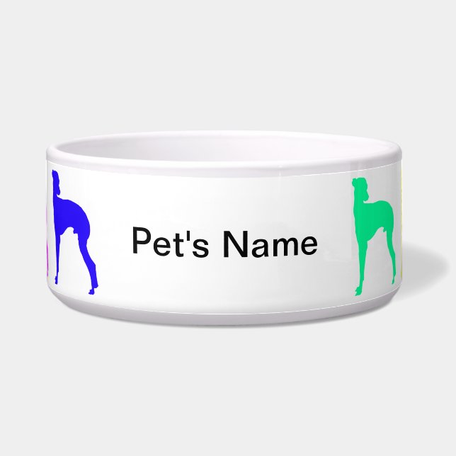 Gepersonaliseerde Rainbow Greyhound Bowl Voerbakje (Voorkant)