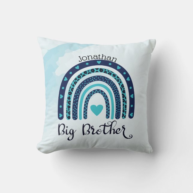 Gepersonaliseerde Rainbow Heart Big Brother Kussen (Voorkant)