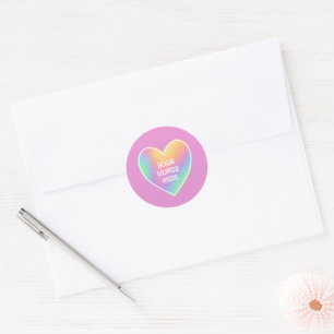 Gepersonaliseerde Rainbow Heart roze Stickers
