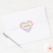Gepersonaliseerde Rainbow Heart Snoep Sprinkles Na Hart Sticker (Envelop)