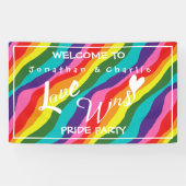 Gepersonaliseerde Rainbow Love Wins Party Spandoek (Horizontaal)