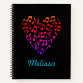 Gepersonaliseerde Rainbow Music Heart Spiral (Groo Notitieboek (Voorkant)