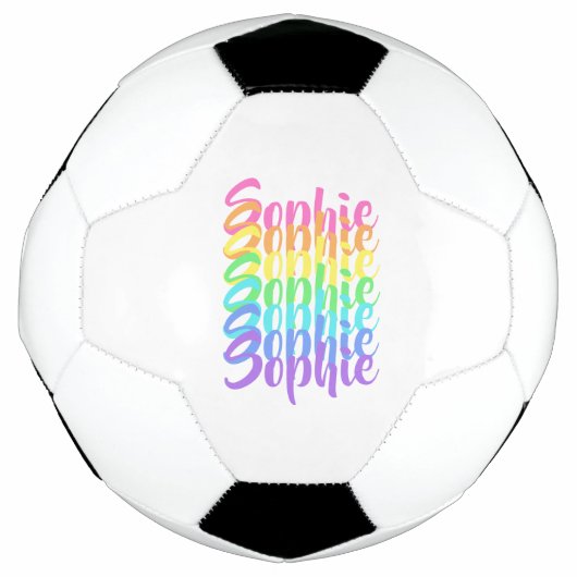 Gepersonaliseerde Rainbow Names Voetbal (Voorkant)