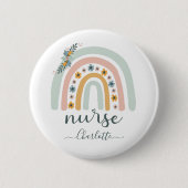 Gepersonaliseerde Rainbow Nurse Naam Gift voor Ver Ronde Button 5,7 Cm (Voorkant)