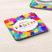 Gepersonaliseerde Rainbow Party Bier Onderzetter (Linkerzijde)