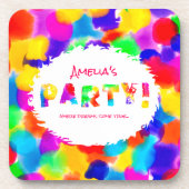 Gepersonaliseerde Rainbow Party Bier Onderzetter (Voorkant)