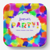 Gepersonaliseerde Rainbow Party Papieren Bordje (Voorkant)