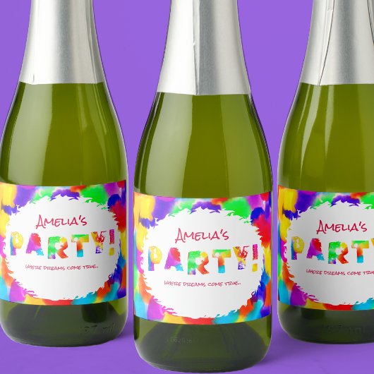 Gepersonaliseerde Rainbow Party Sparkling Wijnetiket