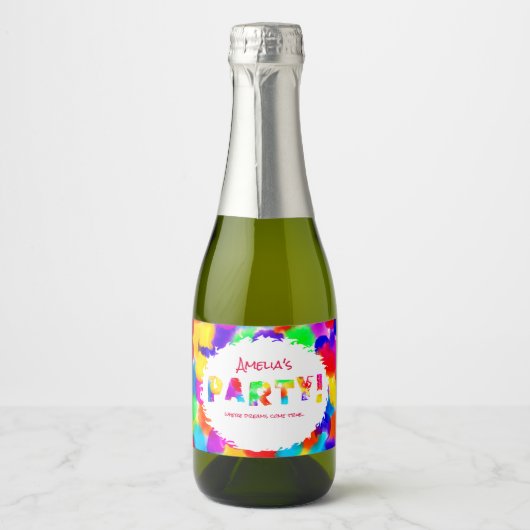 Gepersonaliseerde Rainbow Party Sparkling Wijnetiket (Voorkant)