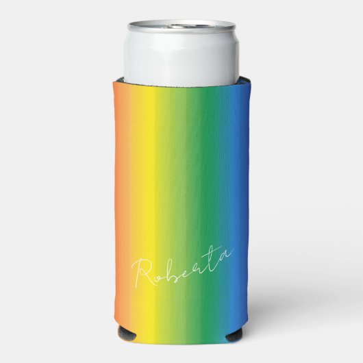 Gepersonaliseerde Rainbow Pattern-monogram Seltzer Blikjeskoeler (Seltzer Voorkant)