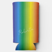 Gepersonaliseerde Rainbow Pattern-monogram Seltzer Blikjeskoeler (Achterkant)