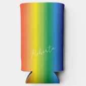 Gepersonaliseerde Rainbow Pattern-monogram Seltzer Blikjeskoeler (Voorkant)