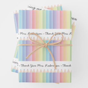 Gepersonaliseerde Rainbow Pencils Leraar Gift Inpakpapier Vel