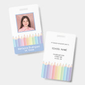 Gepersonaliseerde Rainbow Pencils Leraar ID Badge (Front & Back)