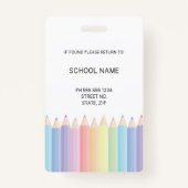 Gepersonaliseerde Rainbow Pencils Leraar ID Badge (Achterkant)