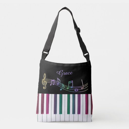 Gepersonaliseerde Rainbow Piano Music-Canvas tas (Voorkant)
