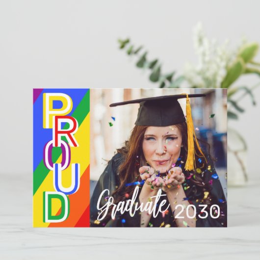 Gepersonaliseerde Rainbow Pride Foto Afstuderen Kaart (Staand voorkant)