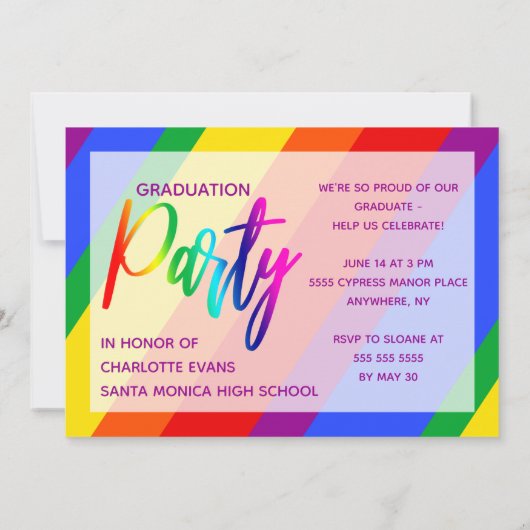 Gepersonaliseerde Rainbow Pride Foto Afstuderen Kaart (Achterkant)