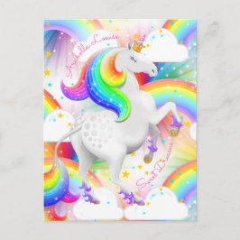 Gepersonaliseerde Rainbow Princess Eenhoorn Briefkaart