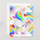 Gepersonaliseerde Rainbow Princess Eenhoorn Briefkaart (Voorkant / Achterkant)