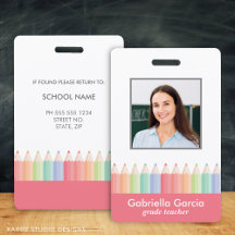 Gepersonaliseerde Rainbow School Teacher ID badge