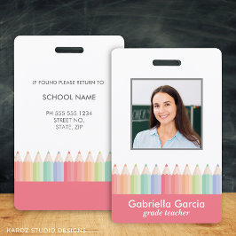 Gepersonaliseerde Rainbow School Teacher ID badge