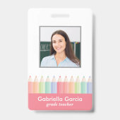 Gepersonaliseerde Rainbow School Teacher ID badge (Voorkant)