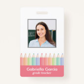Gepersonaliseerde Rainbow School Teacher ID badge (Voorkant)