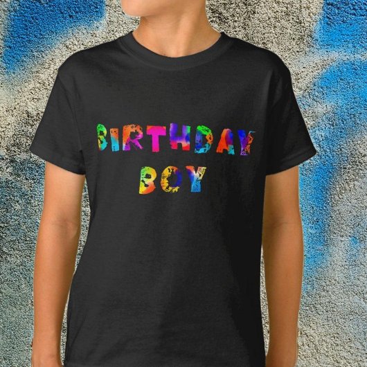 Gepersonaliseerde Rainbow Splash Birthday Boy T-shirt