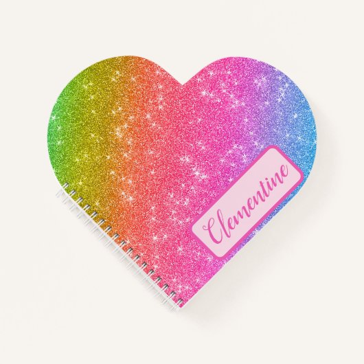 Gepersonaliseerde Rainbow Starry Heart Sketchbook- Notitieboek (Voorkant)