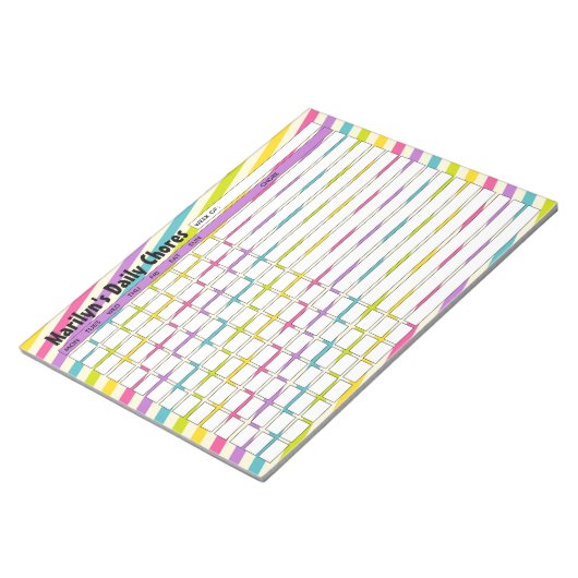 Gepersonaliseerde Rainbow Stripes Daily Chores-gra Notitieblok (Schuin)