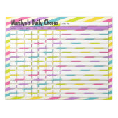 Gepersonaliseerde Rainbow Stripes Daily Chores-gra Notitieblok (Voorkant)