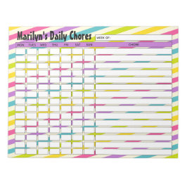Gepersonaliseerde Rainbow Stripes Daily Chores-gra Notitieblok