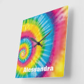 Gepersonaliseerde Rainbow Stropdas-Dye 60s Hippie  Vierkante Klok (Hoek)