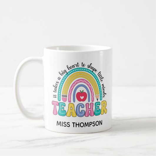 Gepersonaliseerde Rainbow Teacher Coffee Mok (Links)