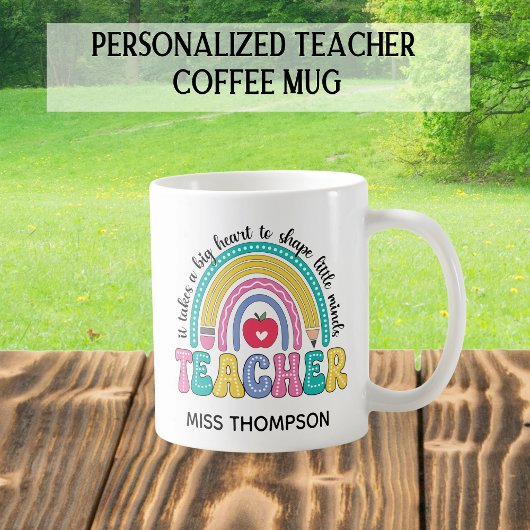 Gepersonaliseerde Rainbow Teacher Coffee Mok