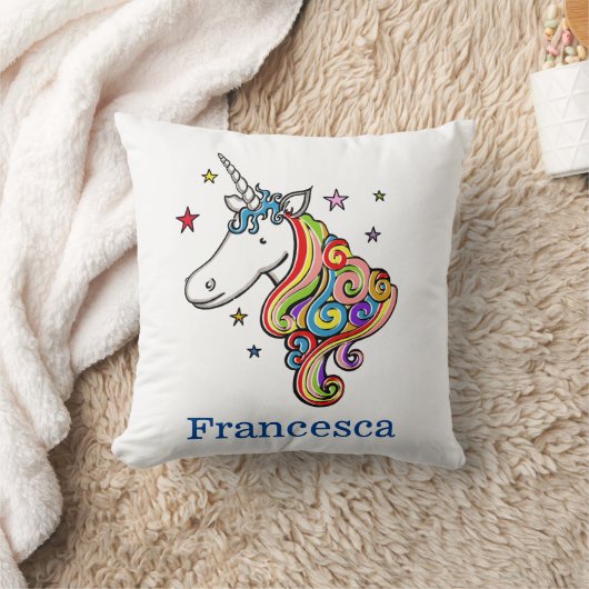 Gepersonaliseerde Rainbow Unicorn Cushion Kussen (Deken)