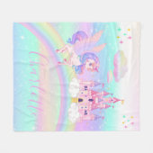 Gepersonaliseerde Rainbow Unicorn pastel Fleece Deken (Voorkant (Horizontaal))
