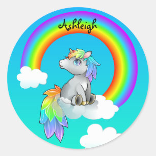 Gepersonaliseerde Rainbow Unicorn sticker